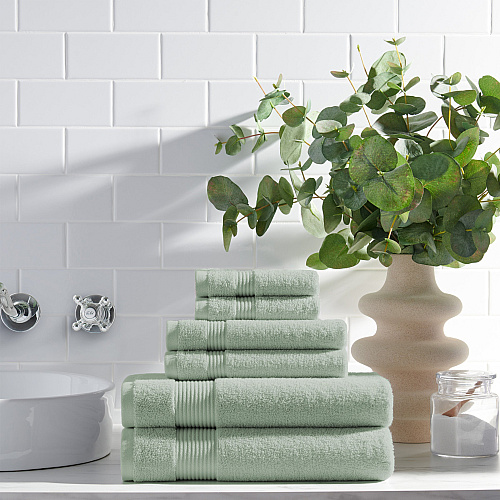 Host & Home 6pc Bath Towel Set Green - Case Of 6 Sets (HHBST-6PK-GR-CS)