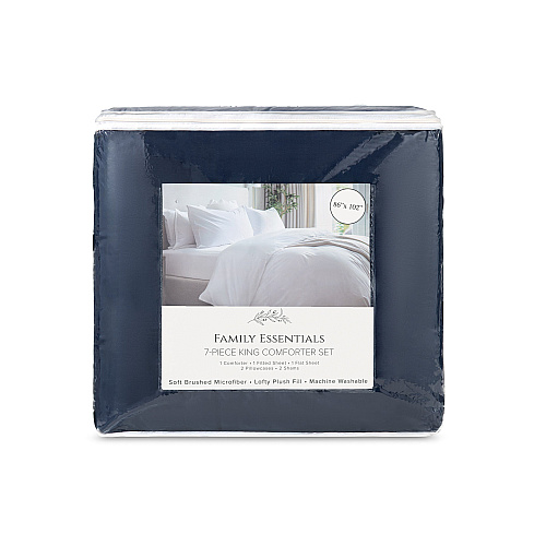 Family Essentials Bed In Bag 7pc Set - King - Navy - 1 Set (P-BIAB-KG-NV)