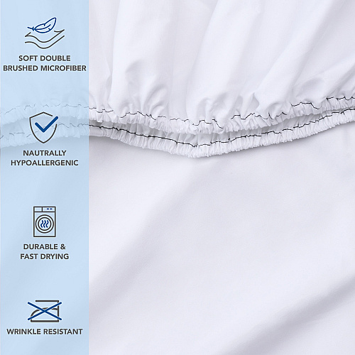 Host & Home Microfiber Fitted Sheets Twin - White W/ Black Hem - Pack Of 6 (P-MFS-368012)