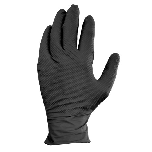 Safety Zone Nitrile Powder Free 9 Mil Pyramid Grip Gloves - Black, Lrg - Box Of 100 (GL-NT107BKFL)
