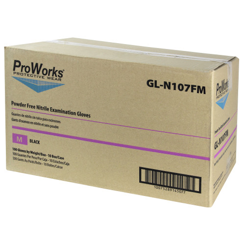Safety Zone Nitrile Powder Free 7 Mil Exam Gloves - Black, Med - Box Of 100 (GL-N107FM)