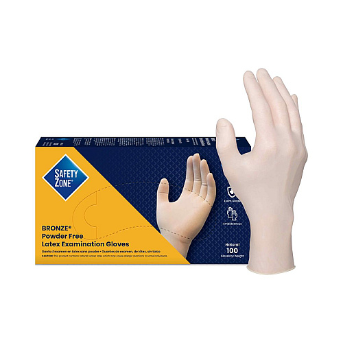 Safety Zone Bronze Latex Powder Free 5.5 Mil Exam Gloves White Lrg, Case Of 1000 (BRZ646)