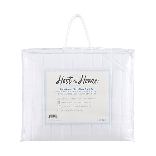Host & Home Brushed Microfiber Quilt Set - Twin, White - 1 Set (P-MFQT-TWSET-WH)