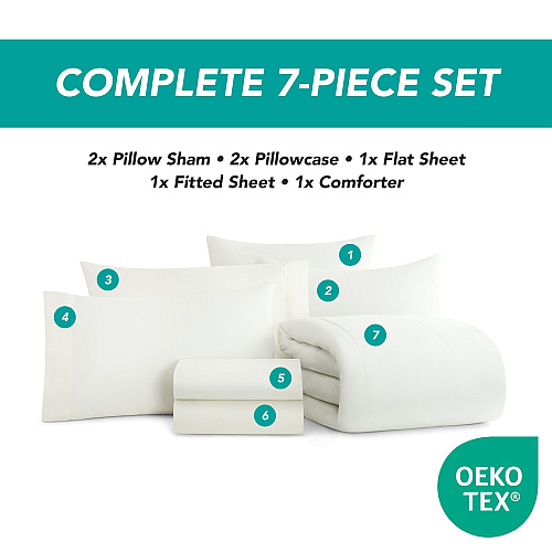 Family Essentials Bed In Bag 7pc Set - Queen - White - Case Of 6 Sets (BIAB-FQ-WH)