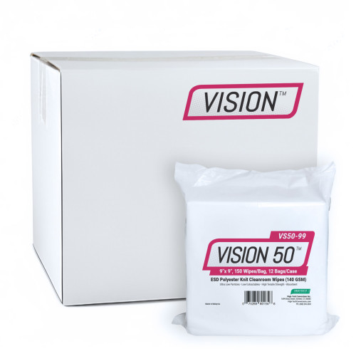 Poly Cleanroom Wipes 9x9 Hw 140gsm Polyknit 150 Bag 12bag Cs, Case Of 1800 (VS50-99)