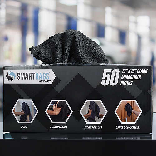 Smartrags Xl Microfiber 45 Gram 16x16 Black, Case Of 400 (M930BK)