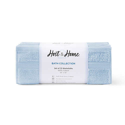 Host & Home Washcloth 13x13 Blue - Pack Of 12 (WC-HH-1313-1.5-BLU)