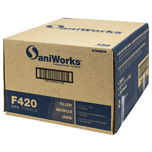 Saniworks Eps Towels, Yellow, 10x17, 1/4 Fold - Case Of 150 (N-F420QCY5)