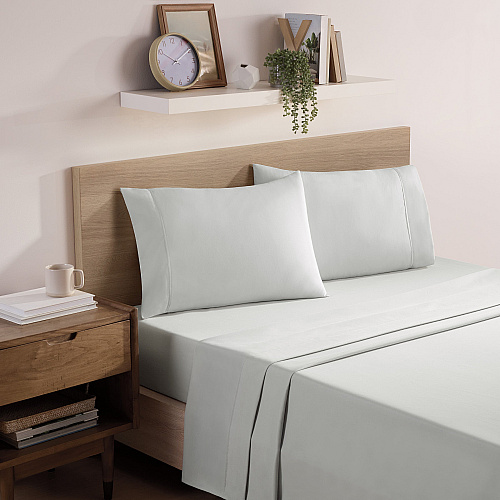 Host & Home Microfiber Flat Sheets Twin - Gray W/ Black Hem - Case Of 24 (MFS-66104-GY)