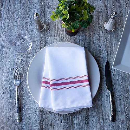 Mariposa Bistro Napkin 18x22 Red Stripe - Pack Of 12 (BISTRO-R)