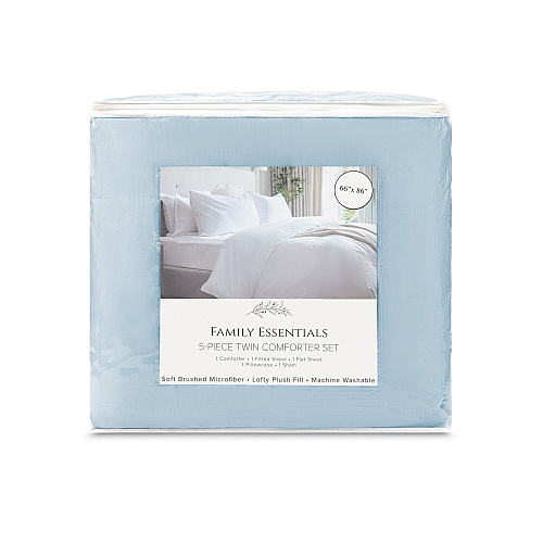 Family Essentials Bed In Bag 5pc Set - Twin - Blue - 1 Set (P-BIAB-TW-BL)