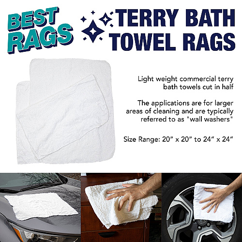 W50cb Wall Washing Terry Wipers White - 25lb Box (N-W50CB-25)