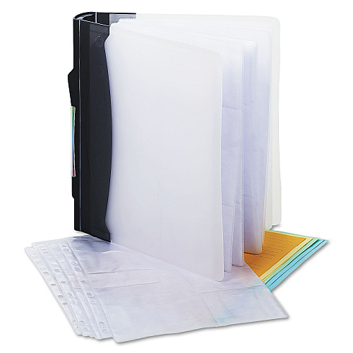 Innovera CD/DVD Three-Ring Refillable Binder, Holds 90 Discs, Midnight Blue/Clear (IVR39300)