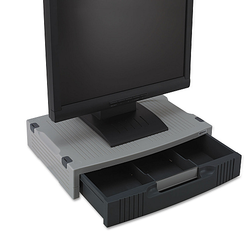 Innovera Basic LCD Monitor/Printer Stand, 15" x 11" x 3", Charcoal Gray/Light Gray (IVR55000)