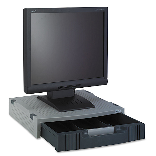Innovera Basic LCD Monitor/Printer Stand, 15" x 11" x 3", Charcoal Gray/Light Gray (IVR55000)