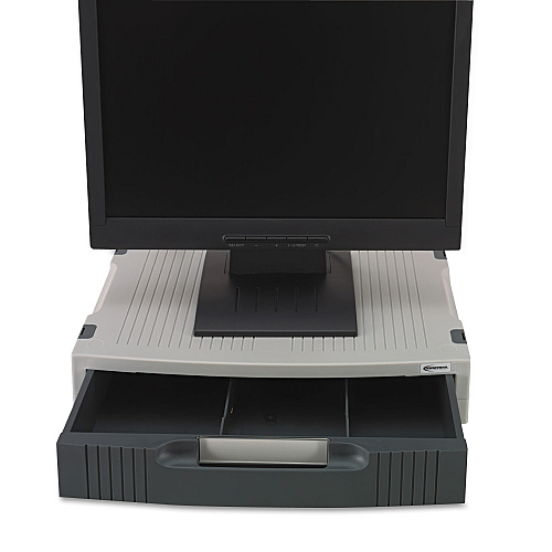 Innovera Basic LCD Monitor/Printer Stand, 15" x 11" x 3", Charcoal Gray/Light Gray (IVR55000)