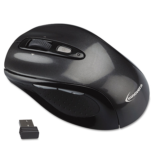 Innovera Wireless Optical Mouse with USB-A, 2.4 GHz Frequency/32 ft Wireless Range, Left/Right Hand Use, Gray/Black (IVR61025)