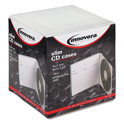 Innovera Slim CD Case, Clear, 25/Pack (IVR81900)