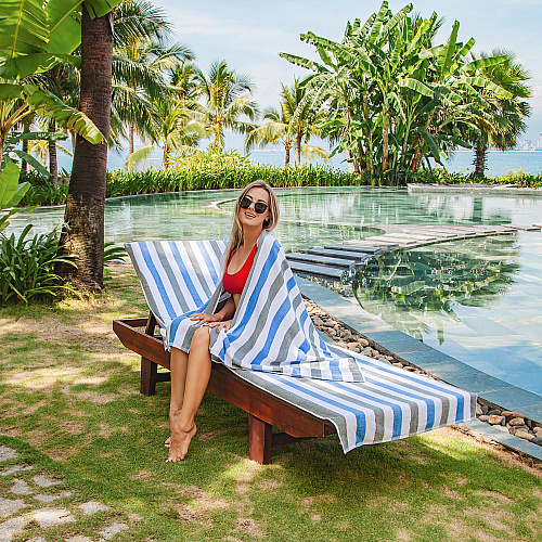 Cabo Cabana Chaise Cover 30x85 Greyavy - Case Of 12 (CC-CC-GY/NV-CS)