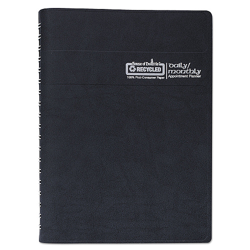 House of Doolittle 24/7 Recycled Daily Appointment Book/Monthly Planner, 10 x 7, Black Cover, 12-Month (Jan to Dec): 2026 (289632)