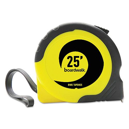 Boardwalk&reg; 25 ft Tape Measure, Plastic Case, Black/Yellow, Each (BWKTAPEM25)