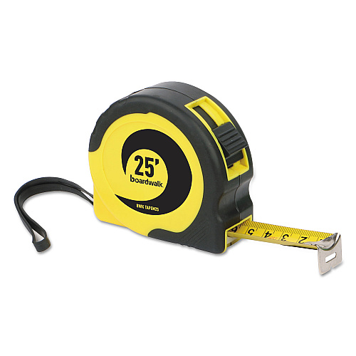 Boardwalk&reg; 25 ft Tape Measure, Plastic Case, Black/Yellow, Each (BWKTAPEM25)