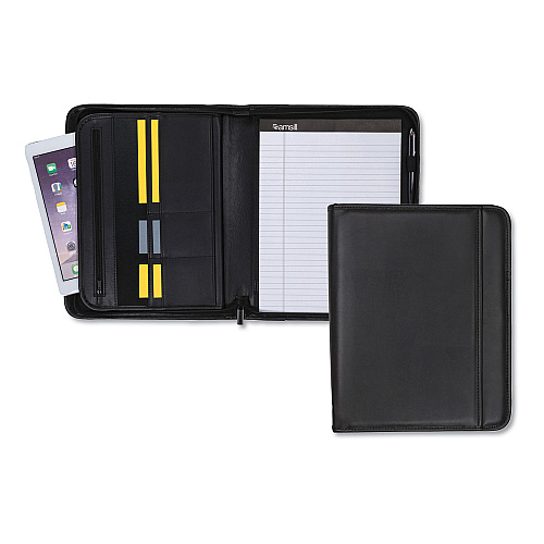 Samsill Professional Zippered Pad Holder, Pockets/Slots, Writing Pad, Black (70820)