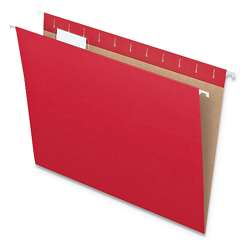 Pendaflex Colored Hanging Folders, Letter Size, 1/5-Cut Tabs, Red, 25/Box (81608)