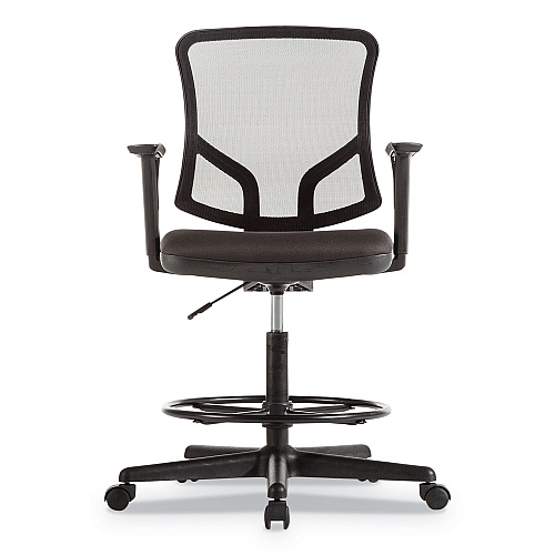 Alera Everyday Task Stool, Fabric Seat, Mesh Back, Supports Up to 275 lb, 20.9" to 29.6" Seat Height, Black (ALETE4617)