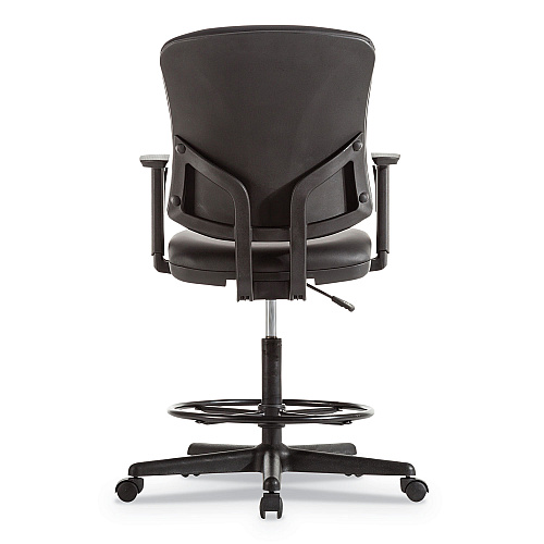 Alera Everyday Task Stool, Bonded Leather Seat/Back, Supports Up to 275 lb, 20.9" to 29.6" Seat Height, Black (ALETE4619)