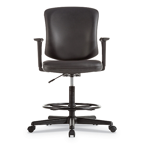 Alera Everyday Task Stool, Bonded Leather Seat/Back, Supports Up to 275 lb, 20.9" to 29.6" Seat Height, Black (ALETE4619)