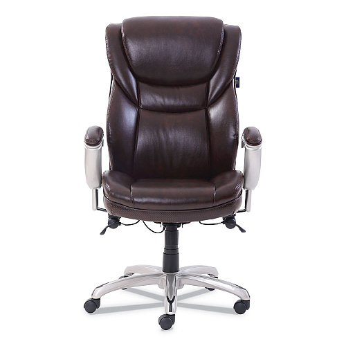 SertaPedic Emerson Executive Task Chair, Supports Up to 300 lb, 19" to 22" Seat Height, Brown Seat/Back, Silver Base (49710BRW)