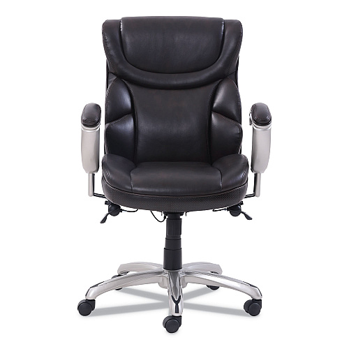 SertaPedic Emerson Task Chair, Supports Up to 300 lb, 18.75" to 21.75" Seat Height, Brown Seat/Back, Silver Base (49711BRW)