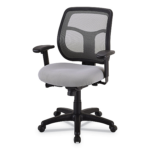 Eurotech Apollo Mid-Back Mesh Chair, 18.1" to 21.7" Seat Height, Silver Seat, Silver Back, Black Base (MT9400SR)