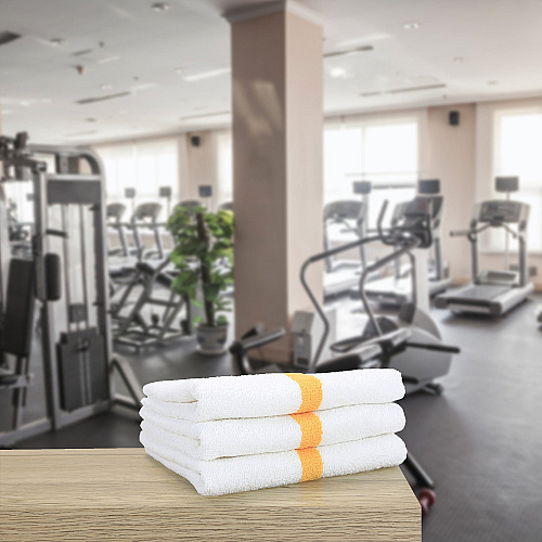 Power Gym Hand Towel 16x27 Gold Stripe - Case Of 120 (PWR-1627-3GLDCS-CS)