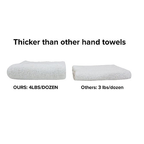 Terry Polishing Hand Towel 16x27 White - Pack Of 12 (N030-W1627-4)