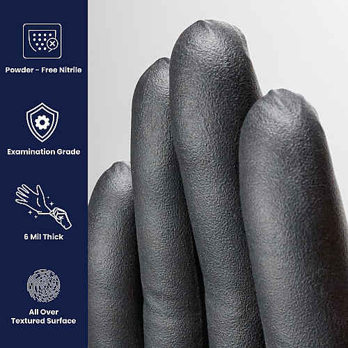 Shadow Nitrile Powder Free 6 Mil Exam Gloves Black 2xl, Case Of 900 (SHD939)