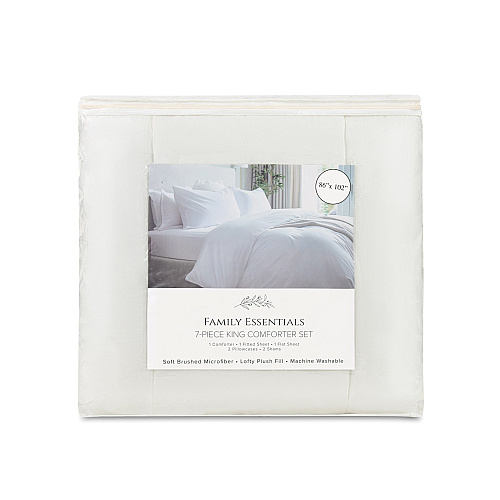 Family Essentials Bed In Bag 7pc Set - King - White - 1 Set (P-BIAB-KG-WH)