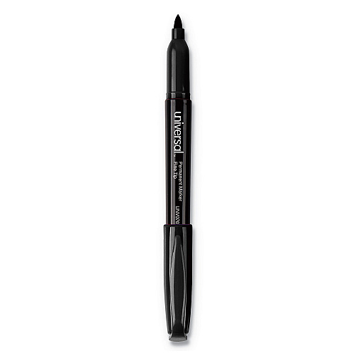 Universal Pen-Style Permanent Marker Value Pack, Fine Bullet Tip, Black, 60/Pack (UNV07074)