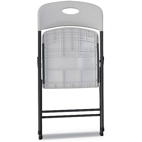Alera Molded Resin Folding Chair, Supports Up to 225 lb, 18.19" Seat Height, White Seat, White Back, Dark Gray Base, 4/Carton (ALEFR9402)