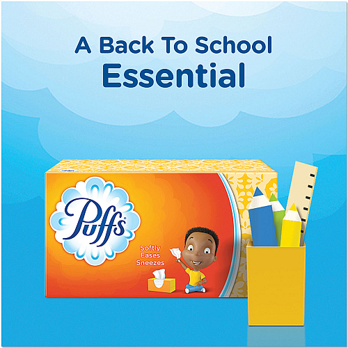 Puffs White Facial Tissue, 2-Ply, White, 180 Sheets/Box, 3 Boxes/Pack, 8 Packs/Carton (87615)