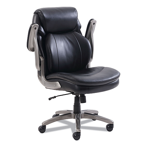 SertaPedic Cosset Mid-Back Executive Chair, Supports Up to 275 lb, 18.5" to 21.5" Seat Height, Black Seat/Back, Slate Base (48966)