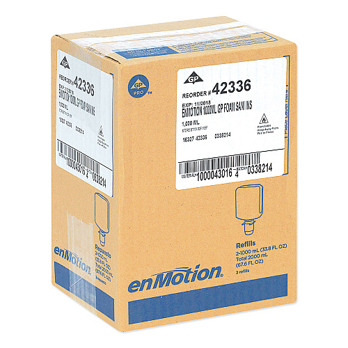 Georgia Pacific Professional GP enMotion High-Frequency-Use Foam Sanitizer Dispenser Refill, Fragrance-Free, 1,000 mL, Fragrance-Free, 2/Carton (42336)
