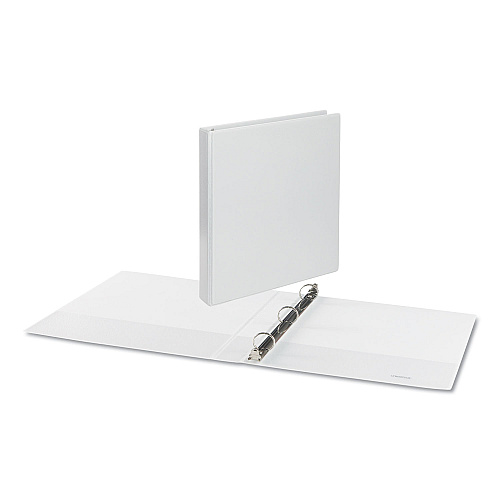 Universal Deluxe Round Ring View Binder, 3 Rings, 1" Capacity, 11 x 8.5, White (UNV20712)