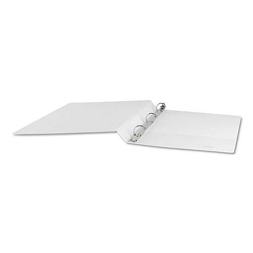 Universal Deluxe Round Ring View Binder, 3 Rings, 1" Capacity, 11 x 8.5, White (UNV20712)