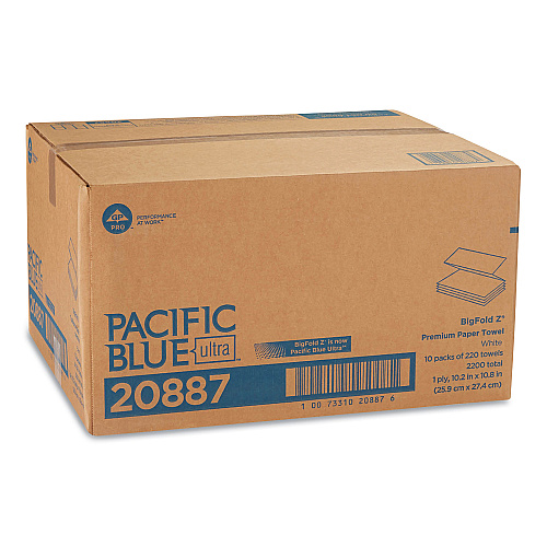 Pacific Blue&reg; Z-Fold Paper Towels, White, 2-Ply, 2200 Towels (20887)