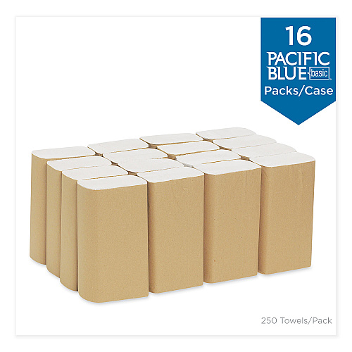 Pacific Blue&trade; Basic Multifold Paper Towels, 1-Ply, White, 4000 Towels (20204)