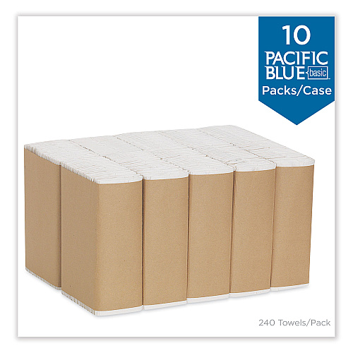 Pacific Blue&trade; Basic C-Fold Paper Towels, 1-Ply, White, 2400 Towels (25190)