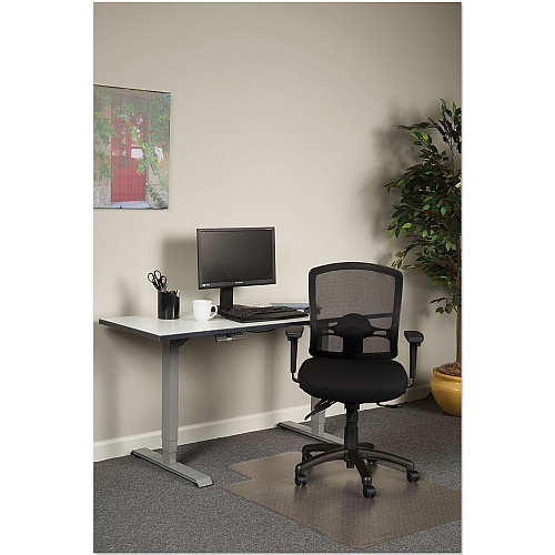 Alera Etros Series Mesh Mid-Back Petite Multifunction Chair, Supports Up to 275 lb, 17.16" to 20.86" Seat Height, Black (ALEET4017)