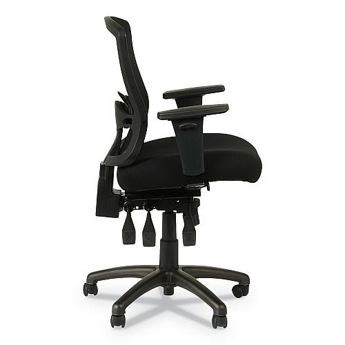Alera Etros Series Mesh Mid-Back Petite Multifunction Chair, Supports Up to 275 lb, 17.16" to 20.86" Seat Height, Black (ALEET4017)